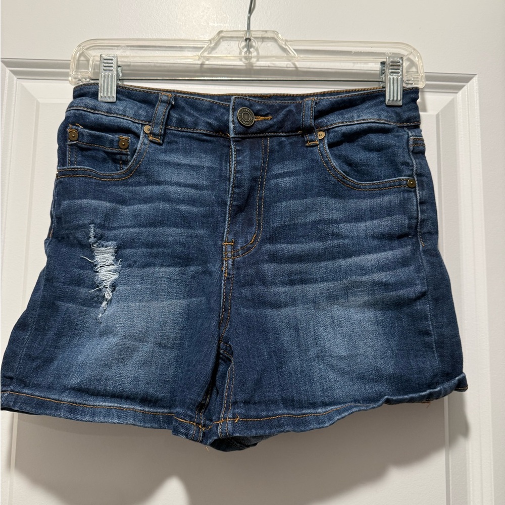 Indigo Rein Dark Blue Distressed Women’s Jean Shorts size 5